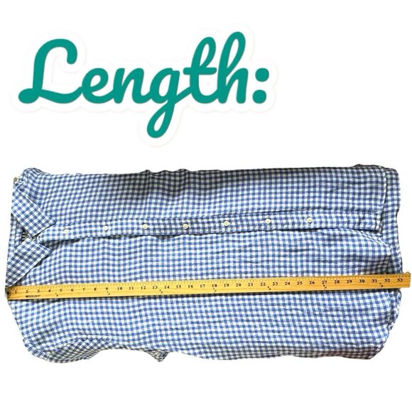 Michael Allens Shirt Mens XXL 100% Linen Blue Button Down Gingham Prep Heritage - Picture 11 of 15